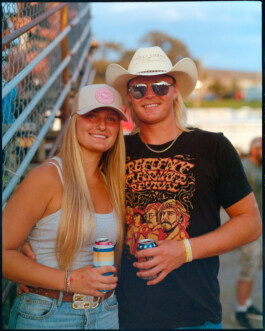cowboay-rodeo-couple-blond-mullet-aviator-sunglasses-beers-big-bucket-hats 